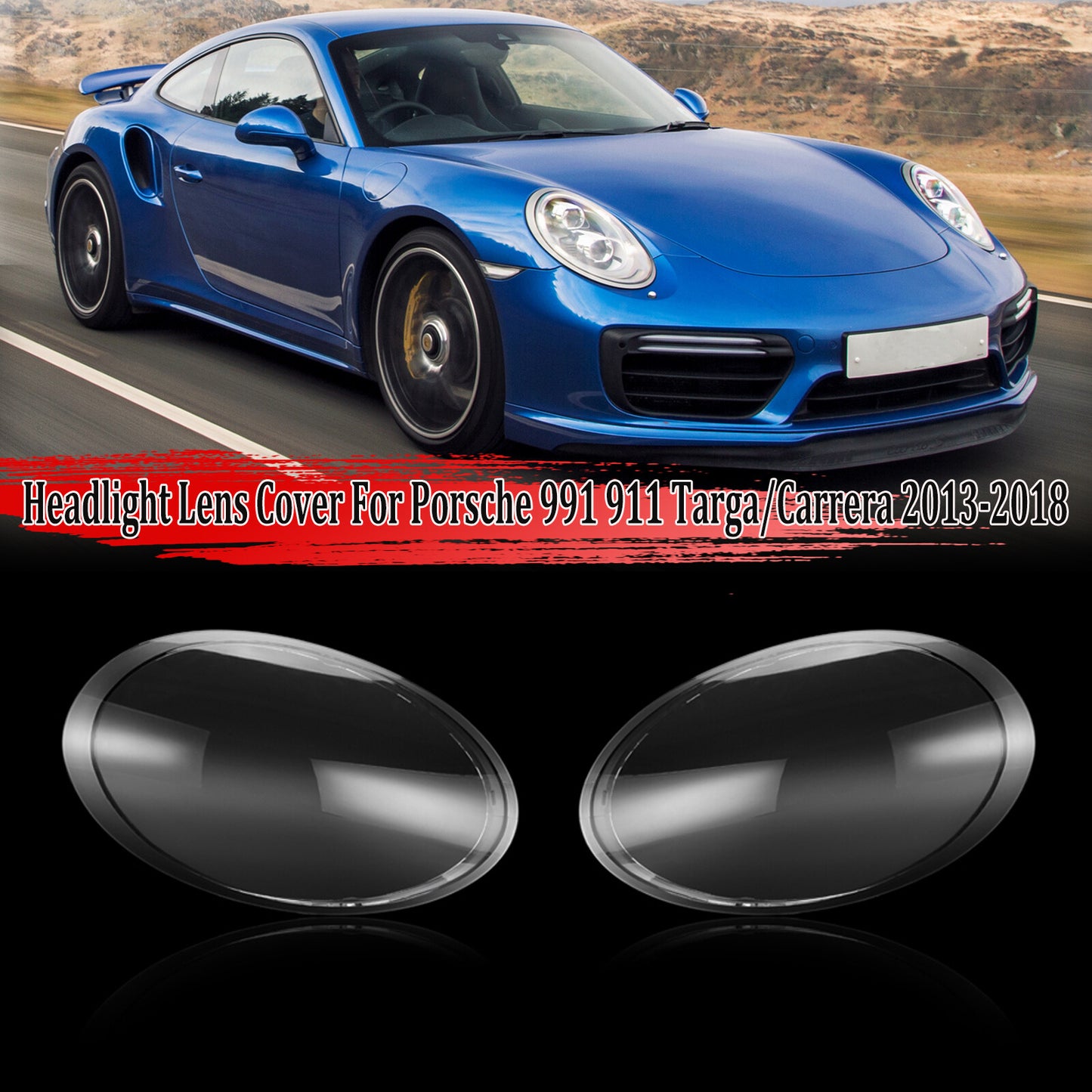 ya 13 5.27.2 2X for Porsche 991 for 911 Targa Carrera 13-18 Front Headlight Lens Replace Cover