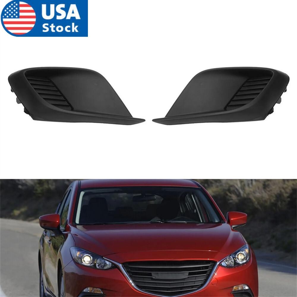 ya 13 5.27.2 2Pcs Front Bumper Fog Light Covers Set Left+Right for Mazda 3 2014-16 BHN150C11A