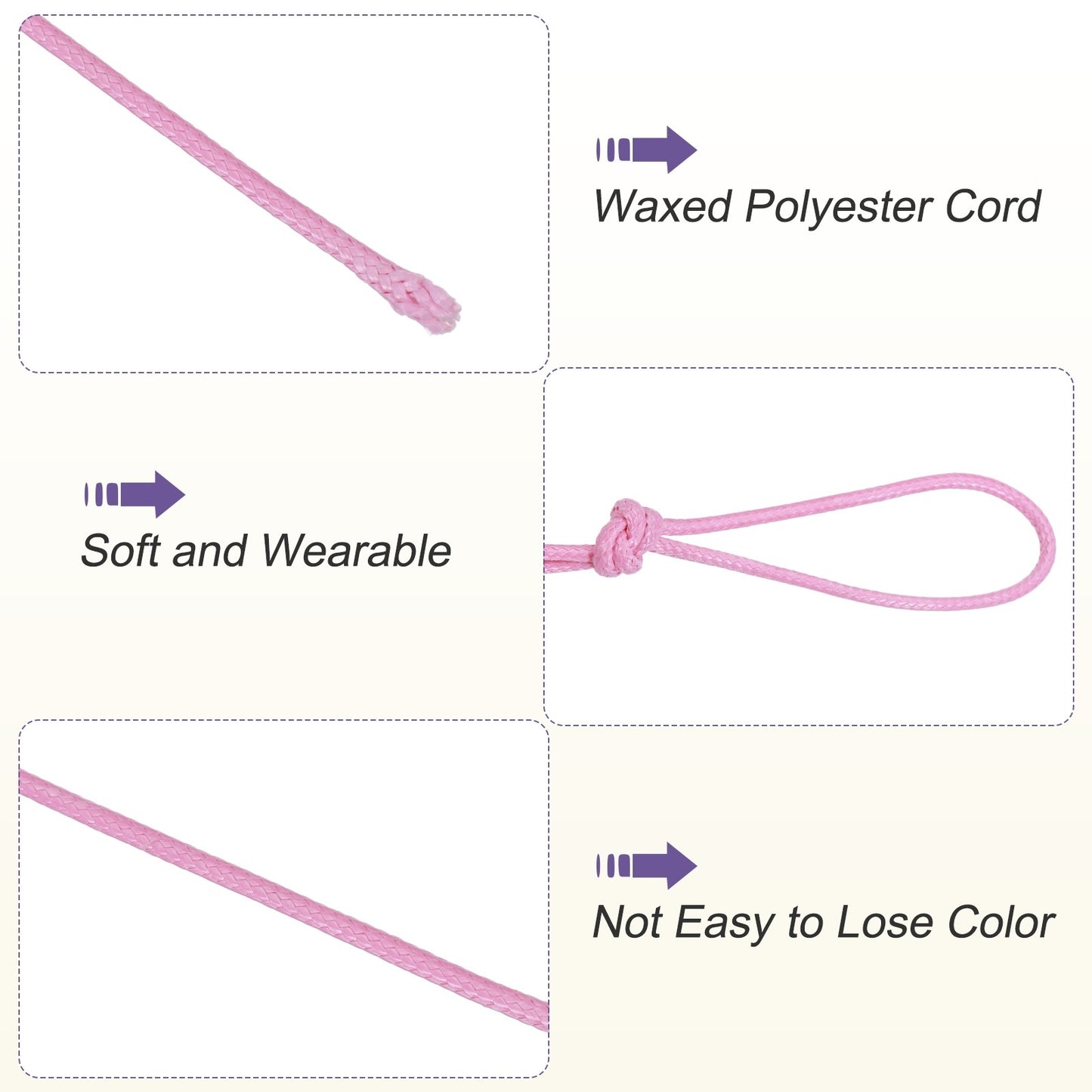 ya 5 8.7 Pink 2mm Waxed Cord 11 Yard Wax Bead Thread String for Jewelry Make