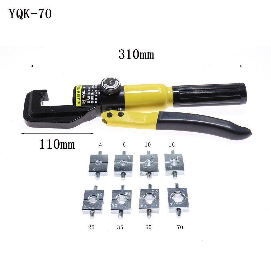 YQK-70 6T Hydraulic Crimping Tool W/ 8 Dies Carry Case for Wire Lug Cable 4-70mm