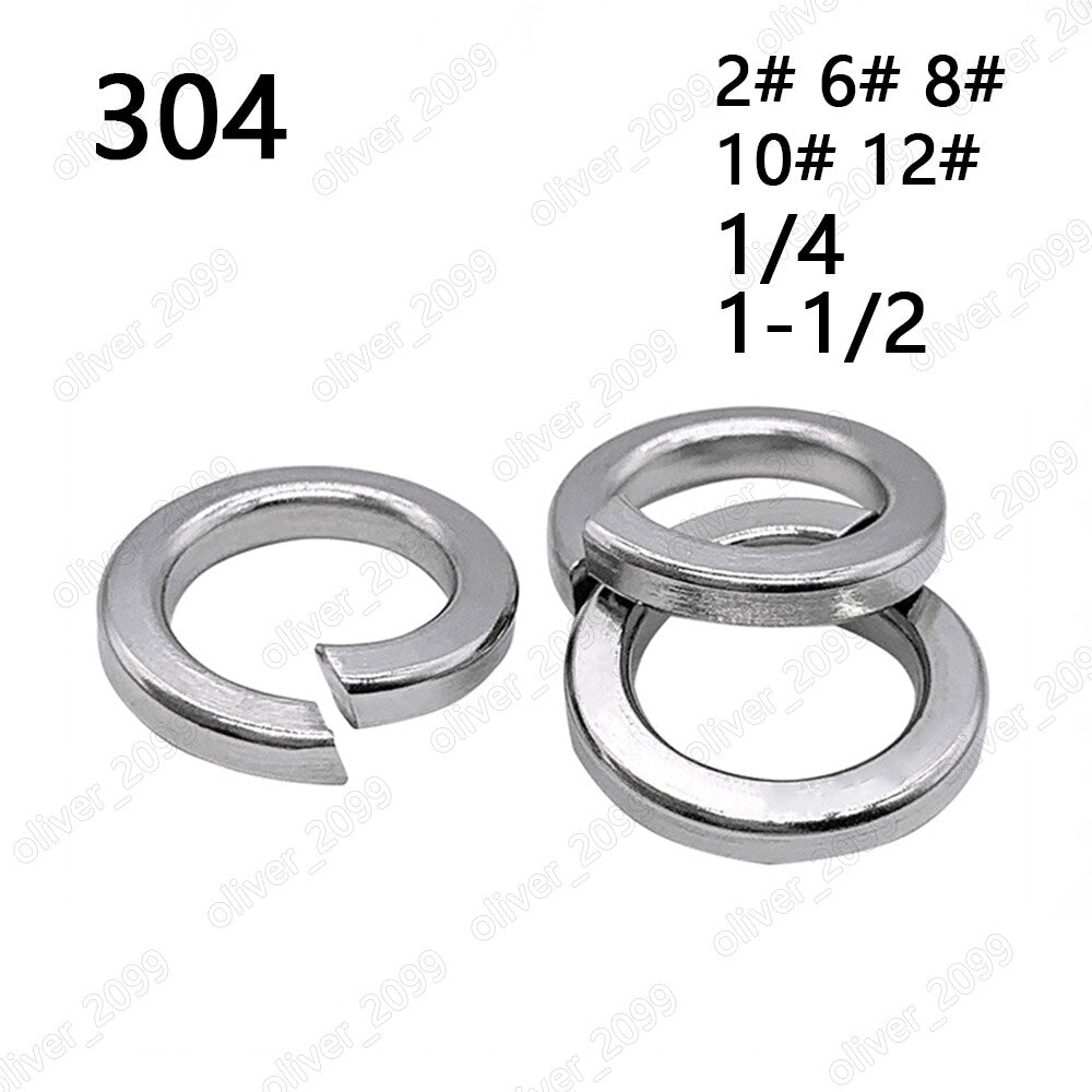 304 Stainless Steel Spring Lock Washers DIN127 2# 4# 6# 8# 10# 12# 1/4 5/16 3/8