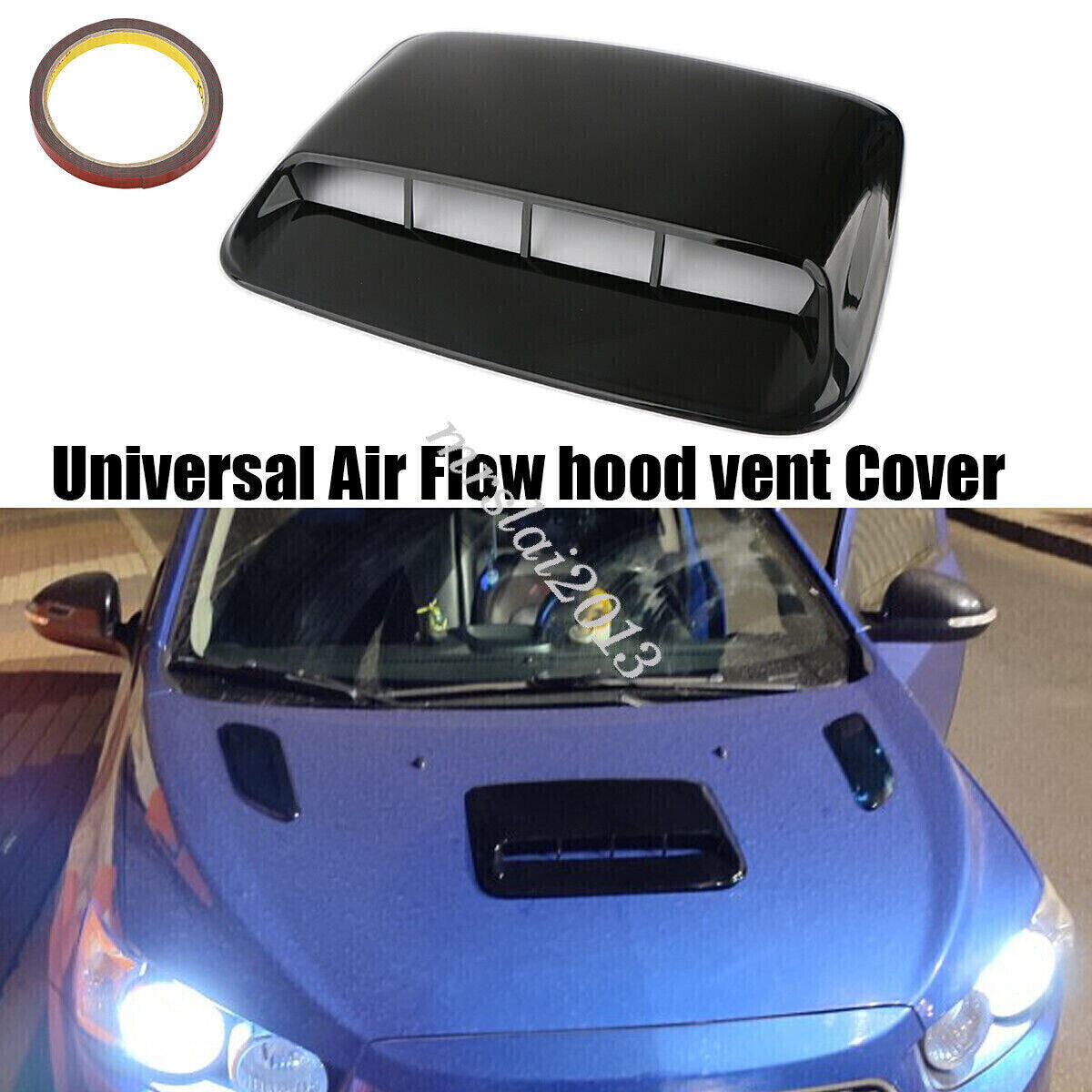 ya 1 6.30 Glossy Black Car Hood Scoop Cover Air Vent Flow Intake Decorative Bonnet Cover