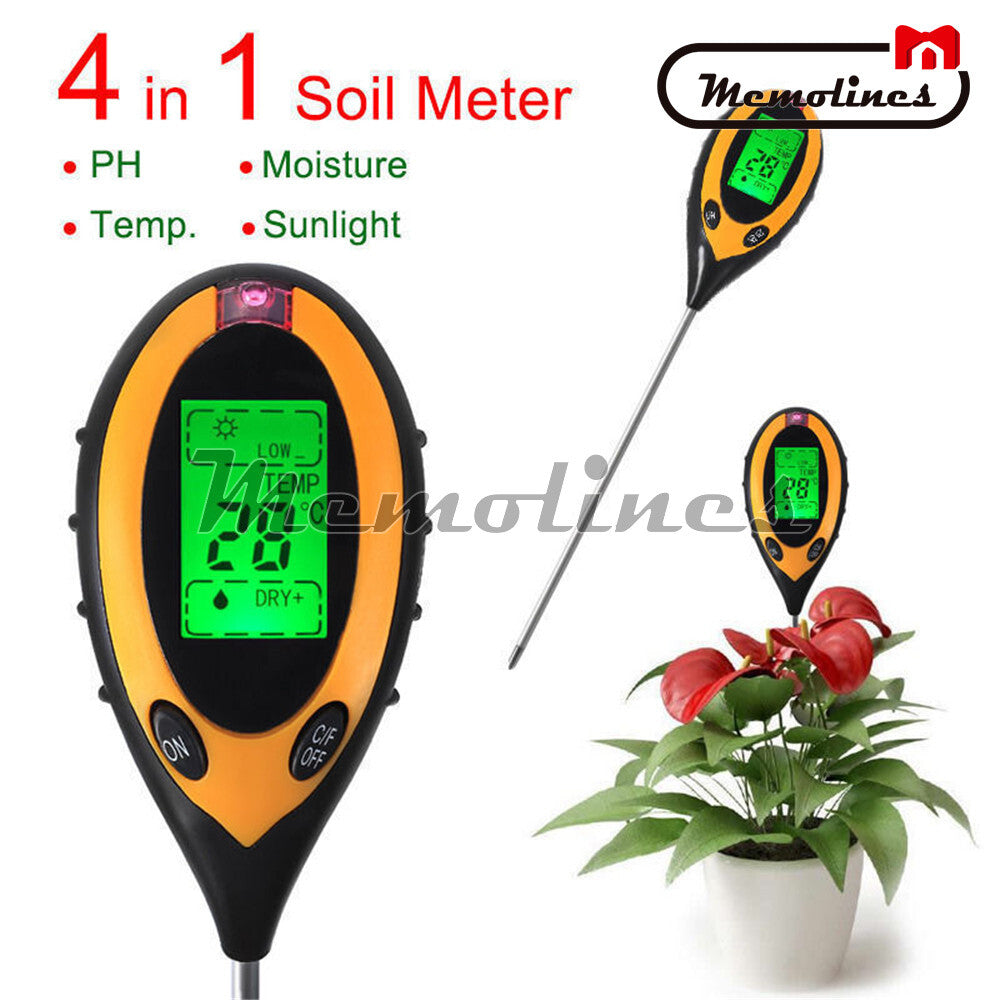 ya 26 4 In 1 LCD Digital Soil Moisture Temperature Sunlight Garden PH Tester Meter