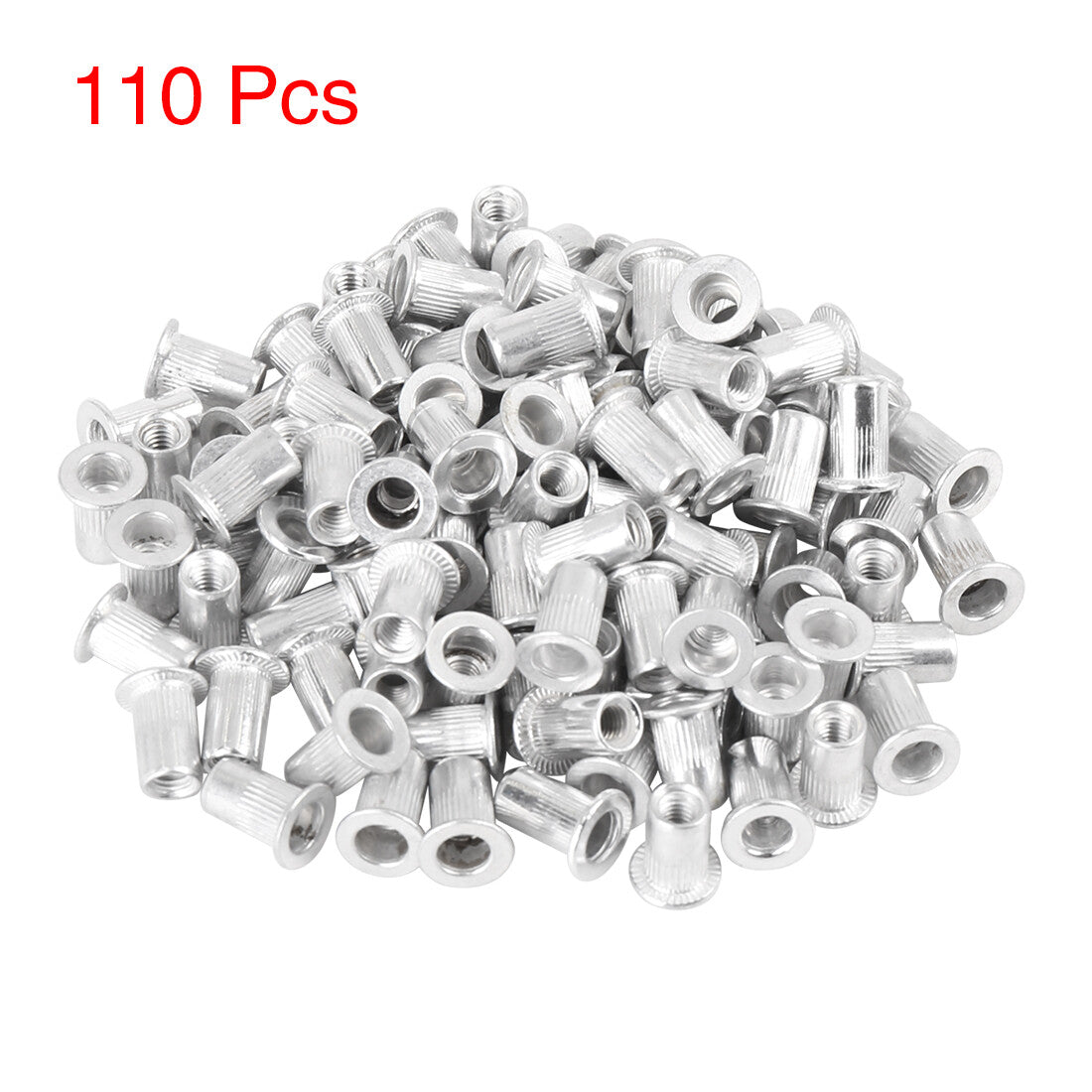 ya 2 7.15 110 Pcs M4 Silver Tone Aluminum Alloy Car Flat Head Rivet Nut Threaded Insert