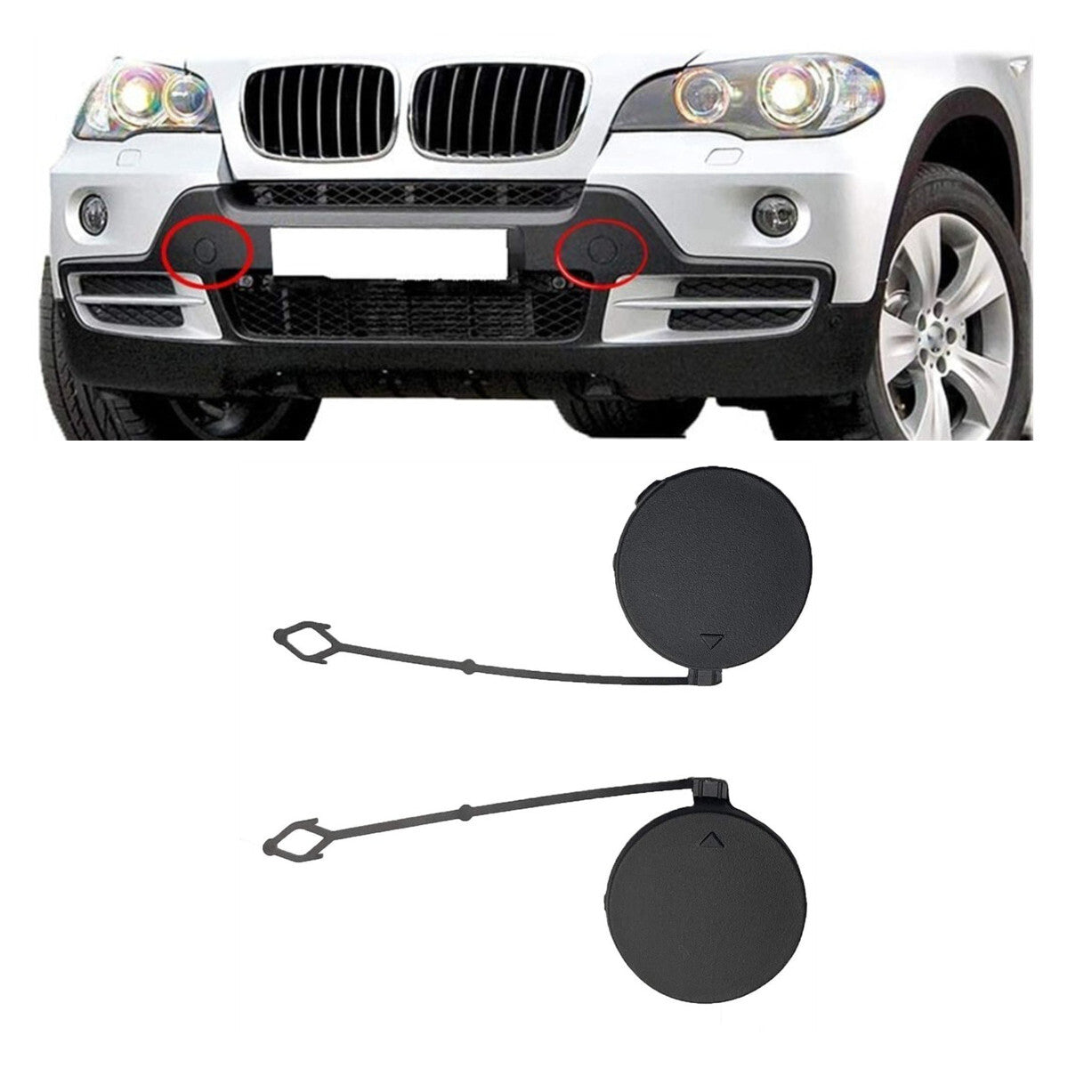 ya 27 6.18 Front Bumper Tow Hook Cover Caps For 2006-10 for BMW for X5 E70 51117159589; 51117159590