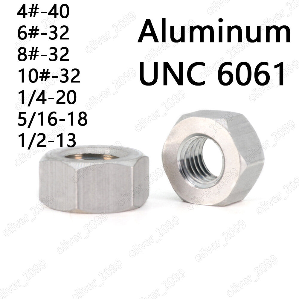 Aluminum Alloy 6061 Hexagon Nuts Hex Nut DIN934 4# 6# 8# 10# 1/4 5/16 1/2