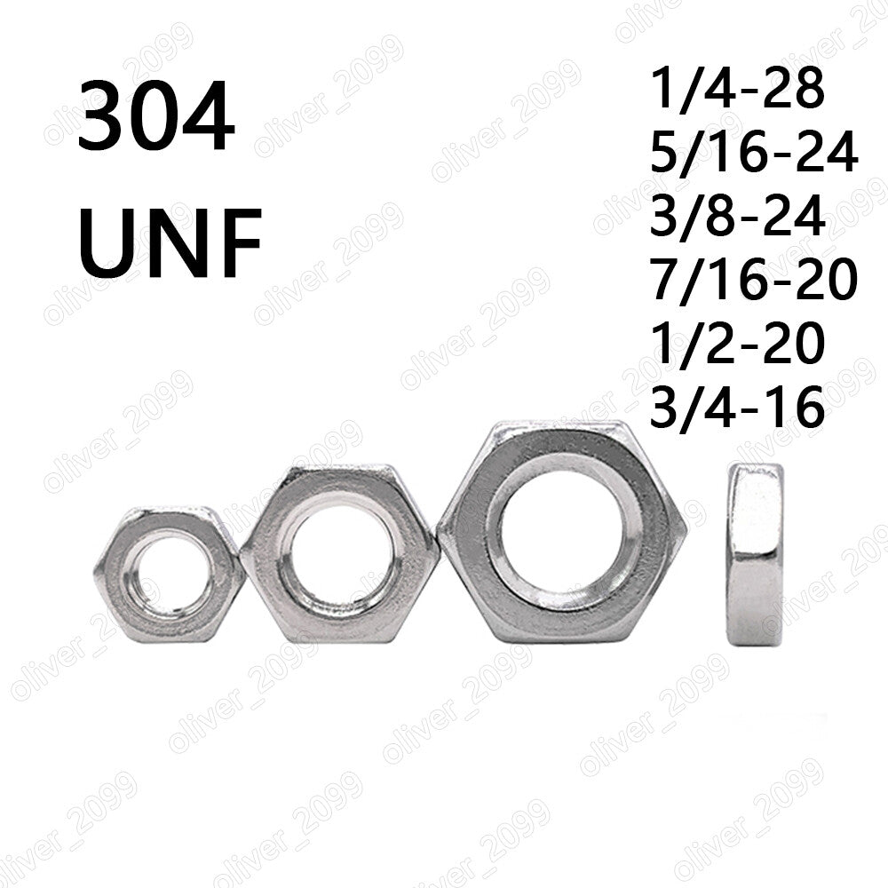 304 Stainless Steel Hexagon Thin Nuts Fine Pitch Thread 1/4 5/16 3/8 1/2 5/8 3/4