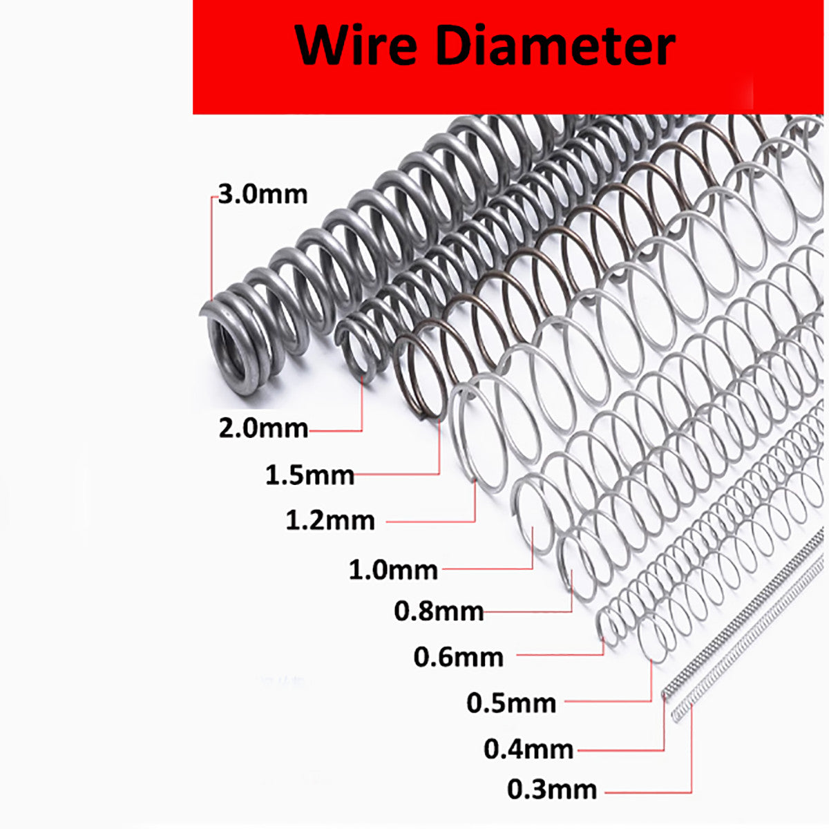 Compression Spring Pressure Springs Wire Dia 0.3mm-2.0mm OD 2-35mm Length 300mm
