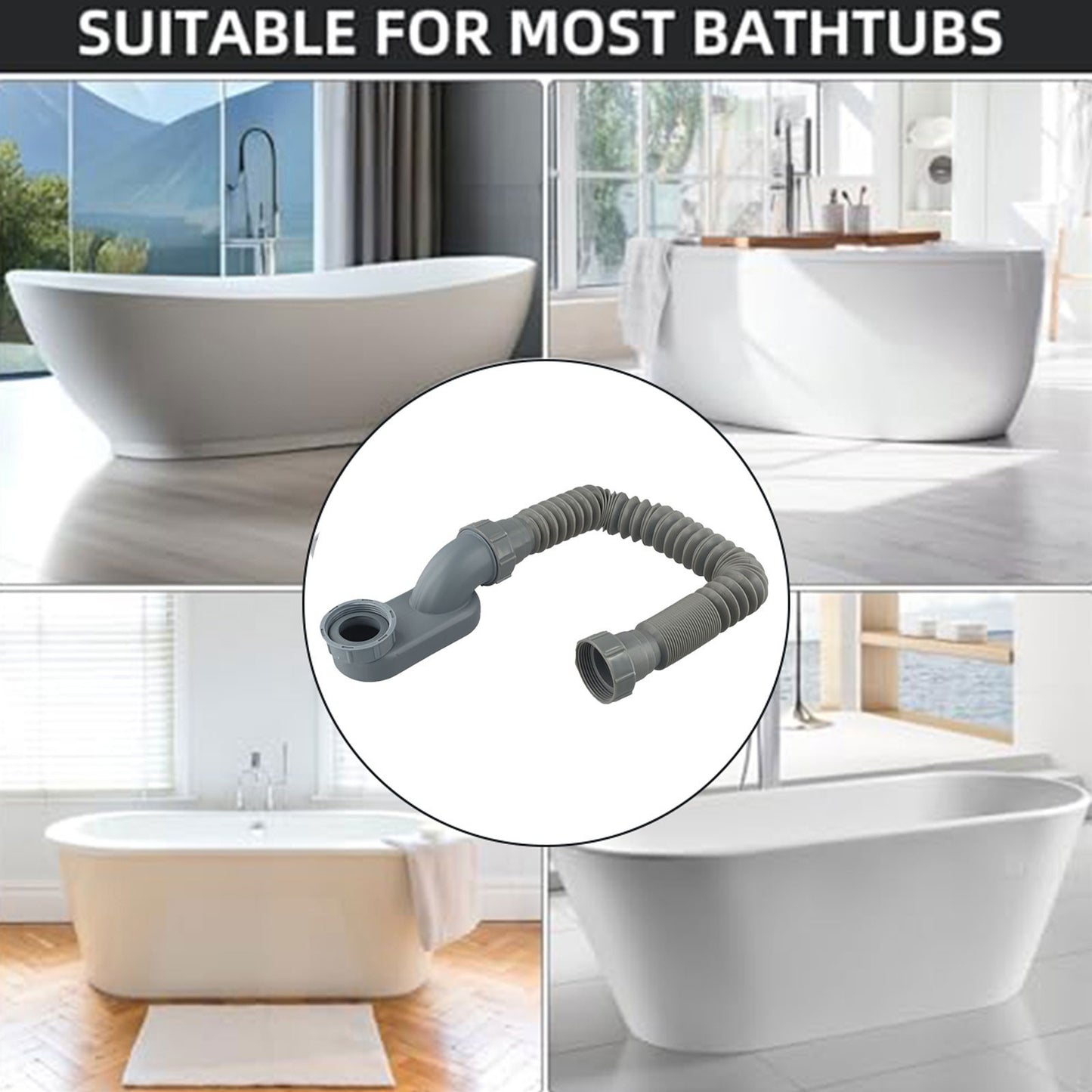 ya 14 ABS For Bathtub Drain Pipe P Trap for eestanding Tubs Efficient Drai ge