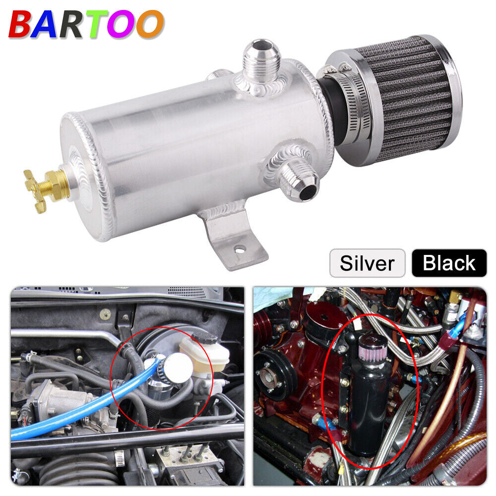 ya 27 6.21 750ml Reservoir 3-AN10 port Aluminum Oil Catch Tank Can Baffled Breather Filter