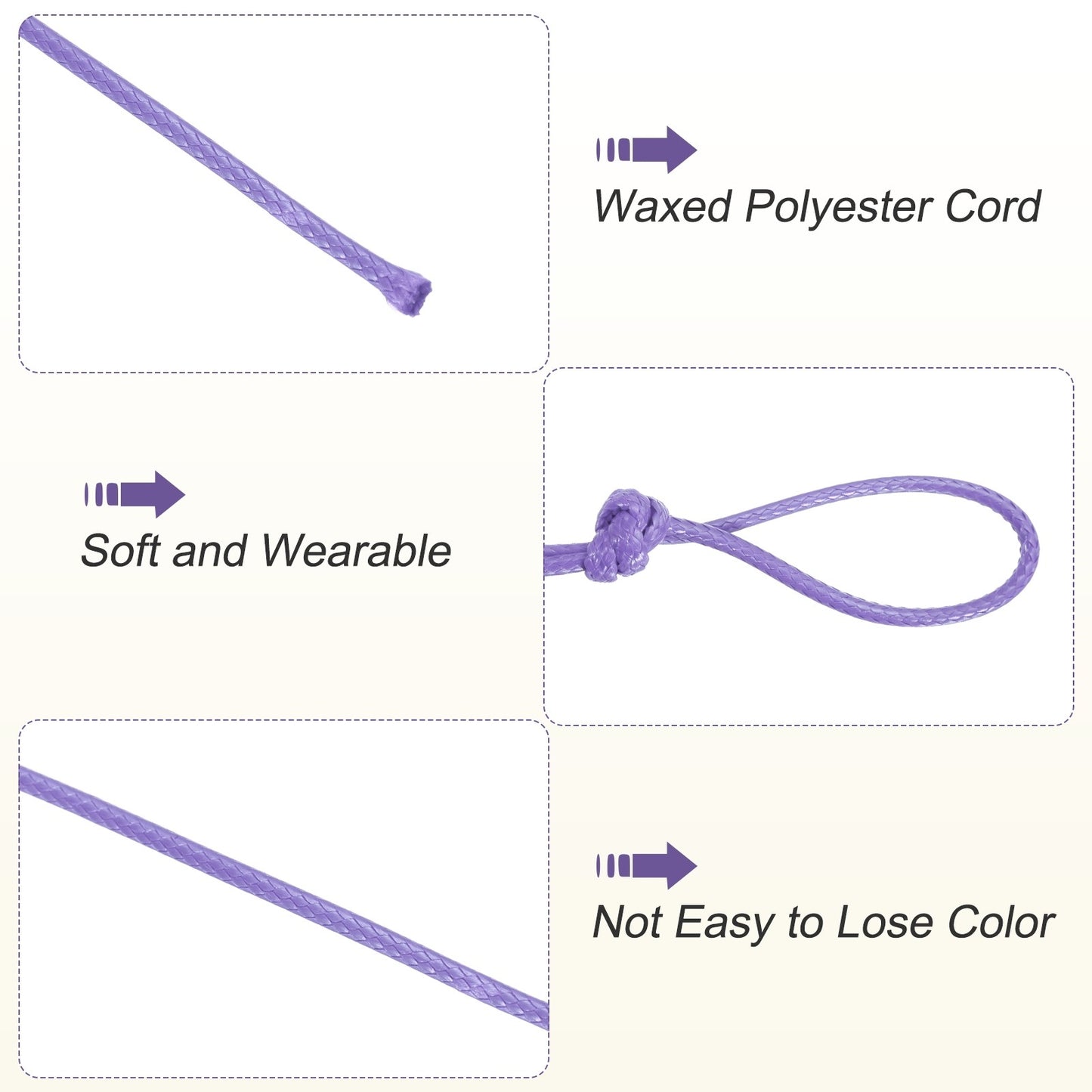 ya 5 8.7 Light Purple 2mm Waxed Cord 11 Yard Wax Bead Thread String for Jewelry Make