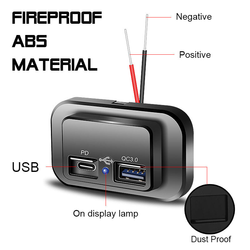 ya 1 8.25.2 shuiyin Car Boat Truck Phone Fast for Charger Socket PD USB Type C 12V-24V Power Adapter