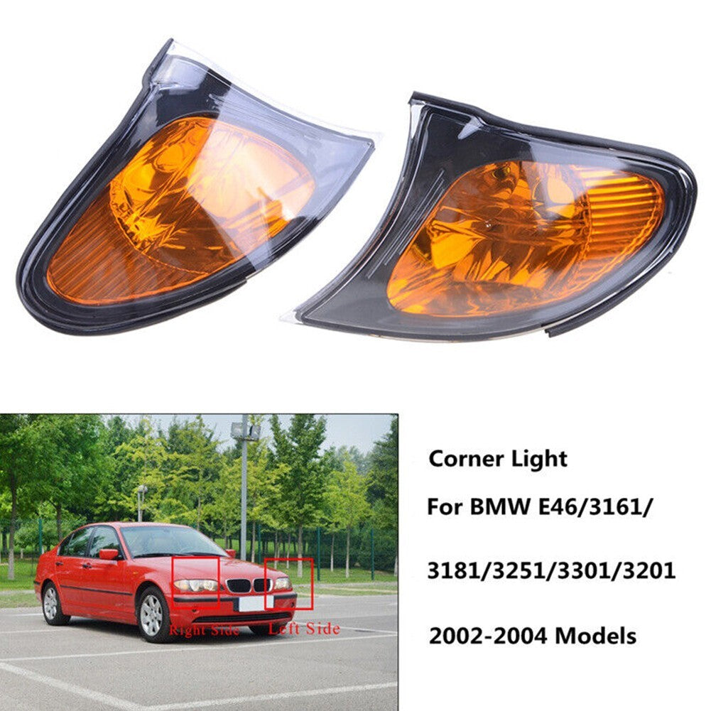 ya 3 6.25.3 Corner lights For 02-05 E46 3-SERIES 4D Sedan Turn Signal Lamps Yellow Lens