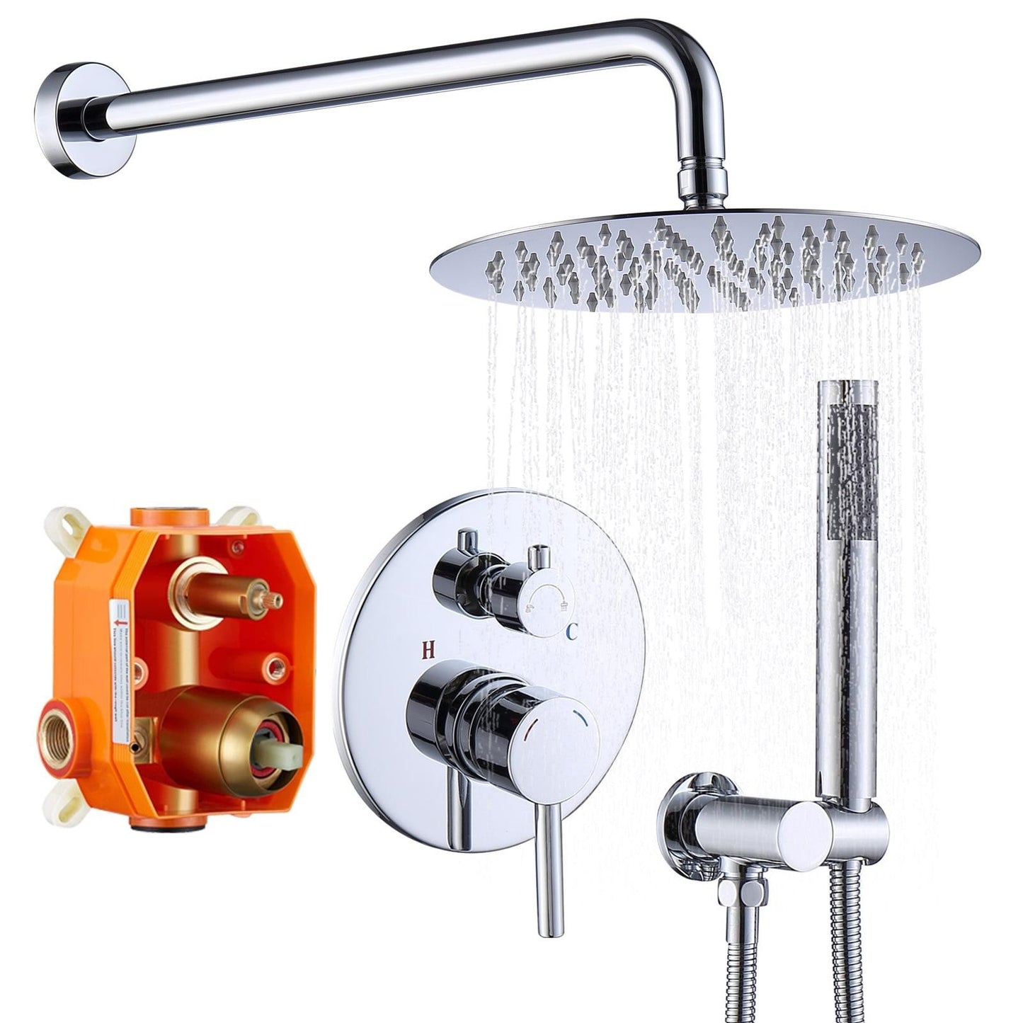 ya 28 Matte Black Finish Shower Combo: 10 Rainfall + Handheld Wall Mount Faucet