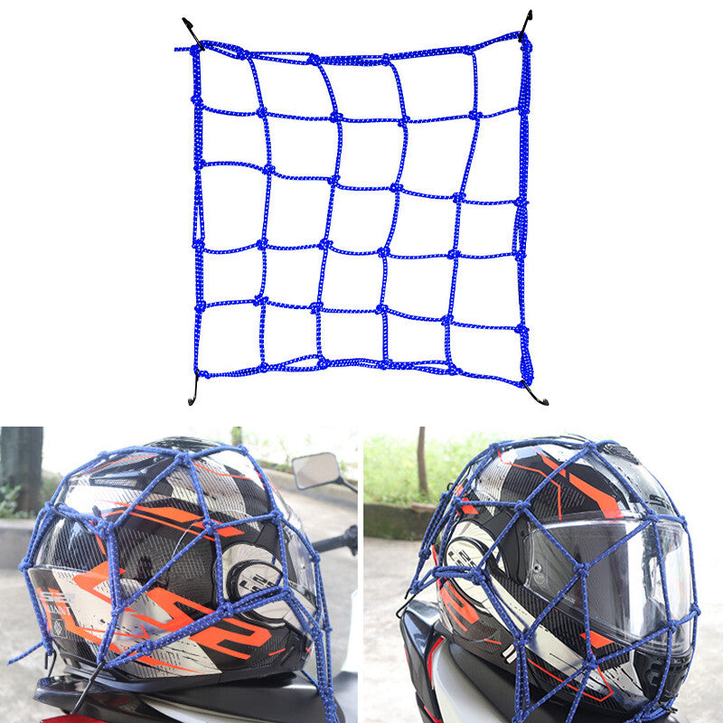 ya 12 5.21 40*40CM Upgraded Reflective Motorcycle Elasticated Luggage Cargo Net Strong Blue