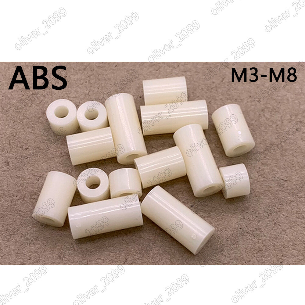 M3 M4 M5 M6 M8 White ABS Nylon Round Non-Thread Column Standoff Spacer Washer