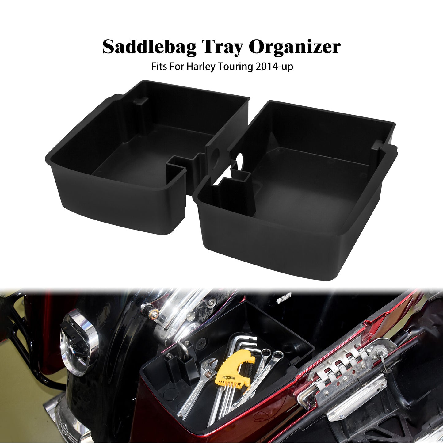 ya 11 6.5 Left & Right Saddlebag Tray Organizer Fit for Harley Road King Electra Glide 23
