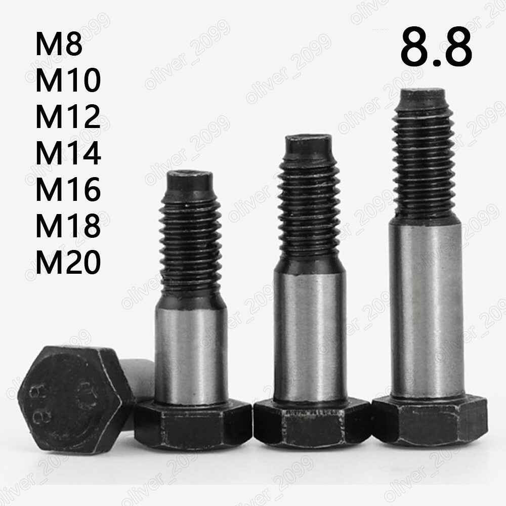Black 8.8 Steel Hexagon Fit Shank Bolts Screws M8 M10 M12 M14 M16 M18 M20