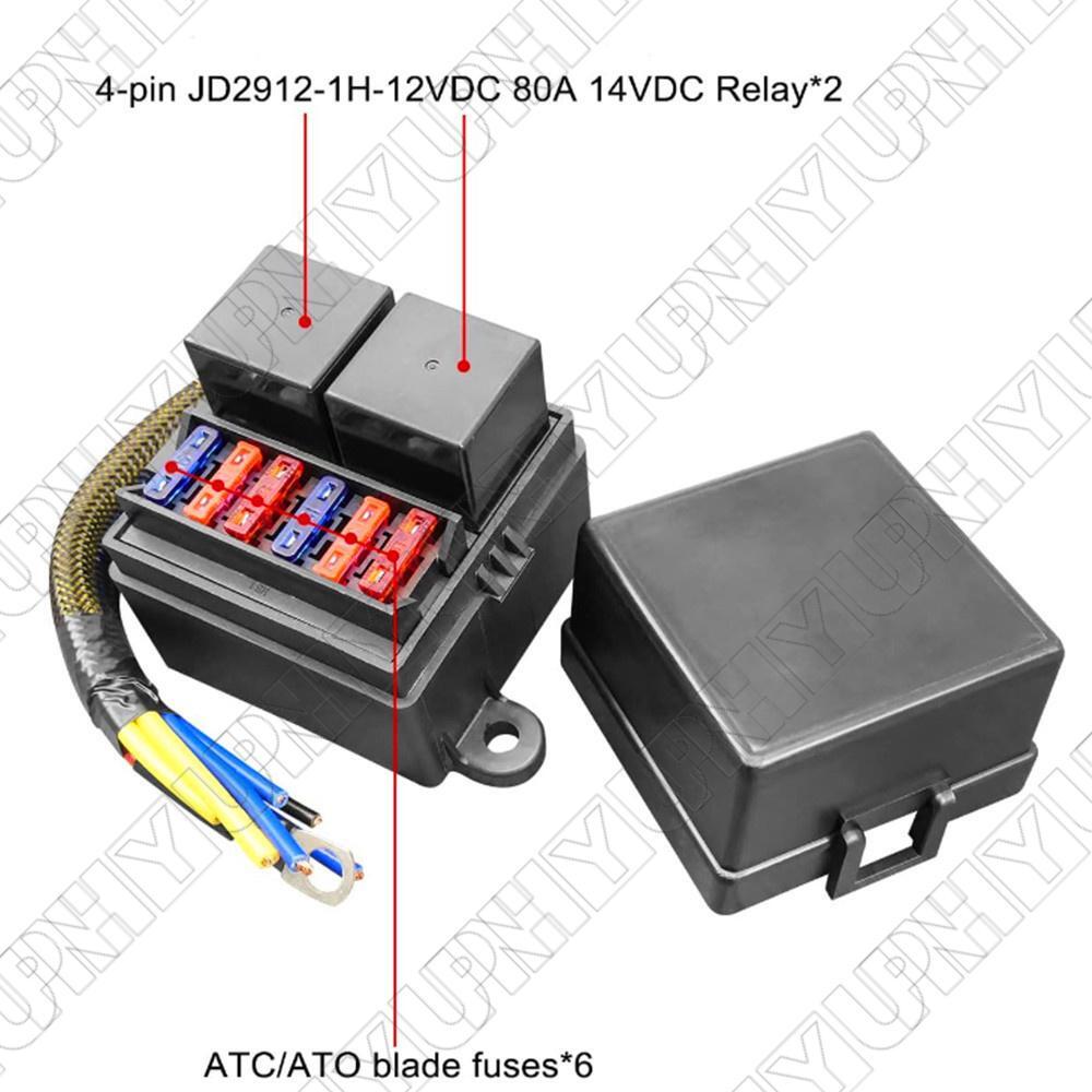 ya 5 8.7 Pre-Wired Fuse Relay Box w/ 4-Pin 80A Relay & Fuse Kit For 12V Automotive Marine