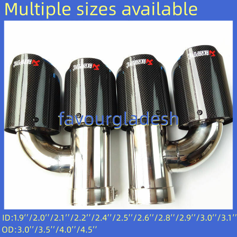 ya 4 6.17.2 2PCS Akrapovic Glossy Carbon Fiber Tip Blue Dual Pipe OD:76 89 101 114mm