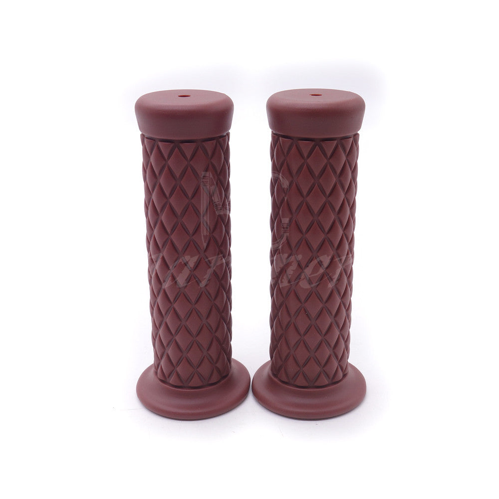 ya 5 8.7 7/8 22mm Brown Vintage Rubber Handlebar Hand Grip For Bobber Cafe Racer Custom