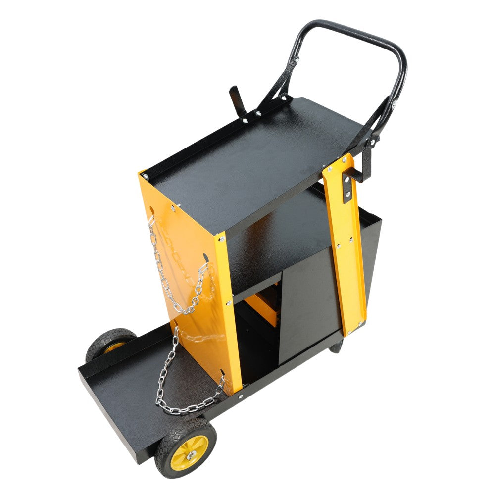 ya 16 Yellow Multi-Function Welder Trolley,Plasma Cutter Tank,2 Safety Chains,280 LBS