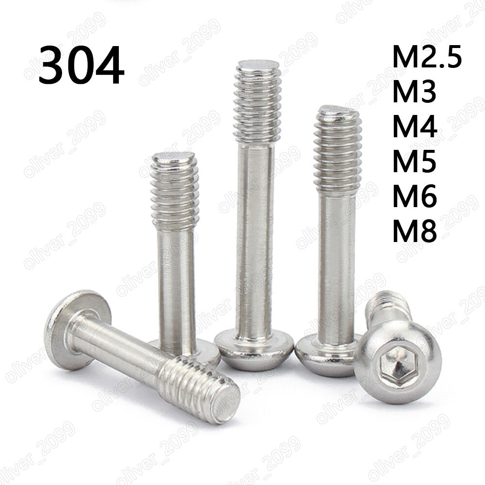 304 Stainless Steel Hex Socket Bolt Button Head Screw With Waisted Shank M2.5-M8