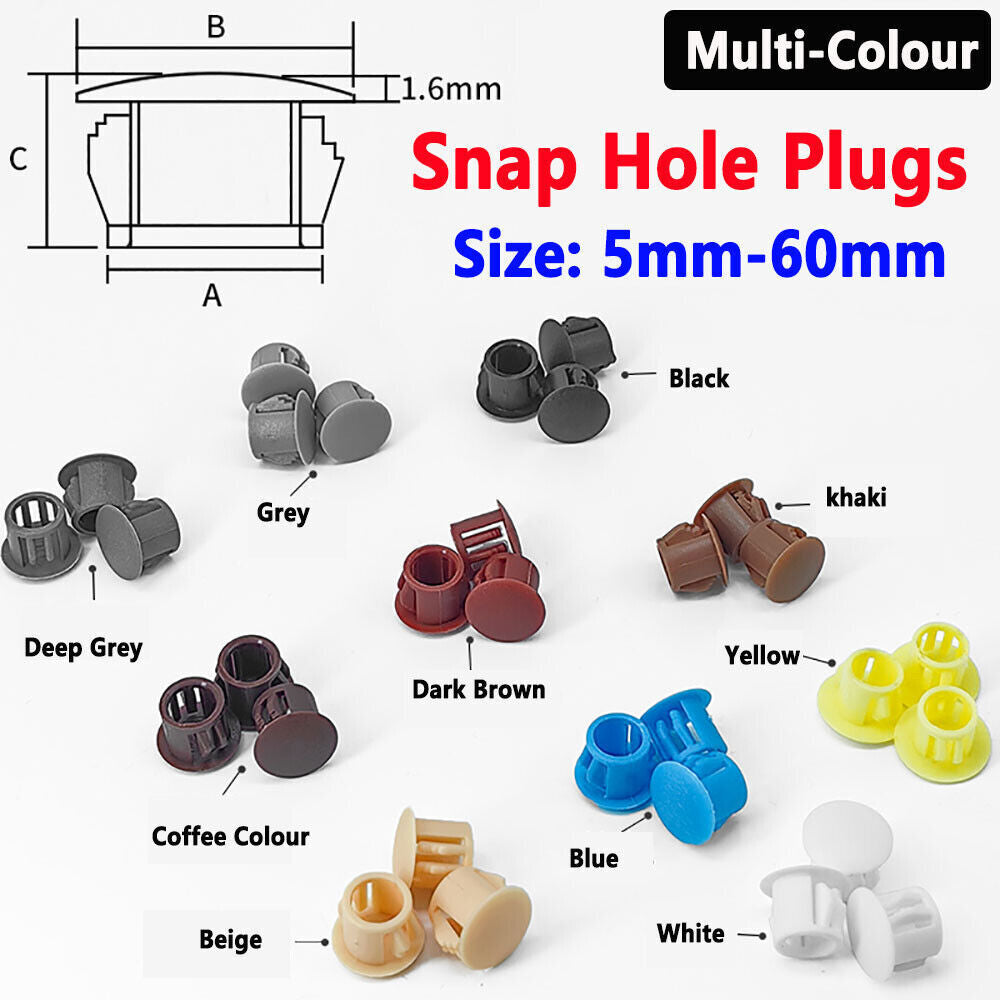 Multicolor Nylon Plug, Round Snap-On, Dia 5-60mm, Plastic End Caps