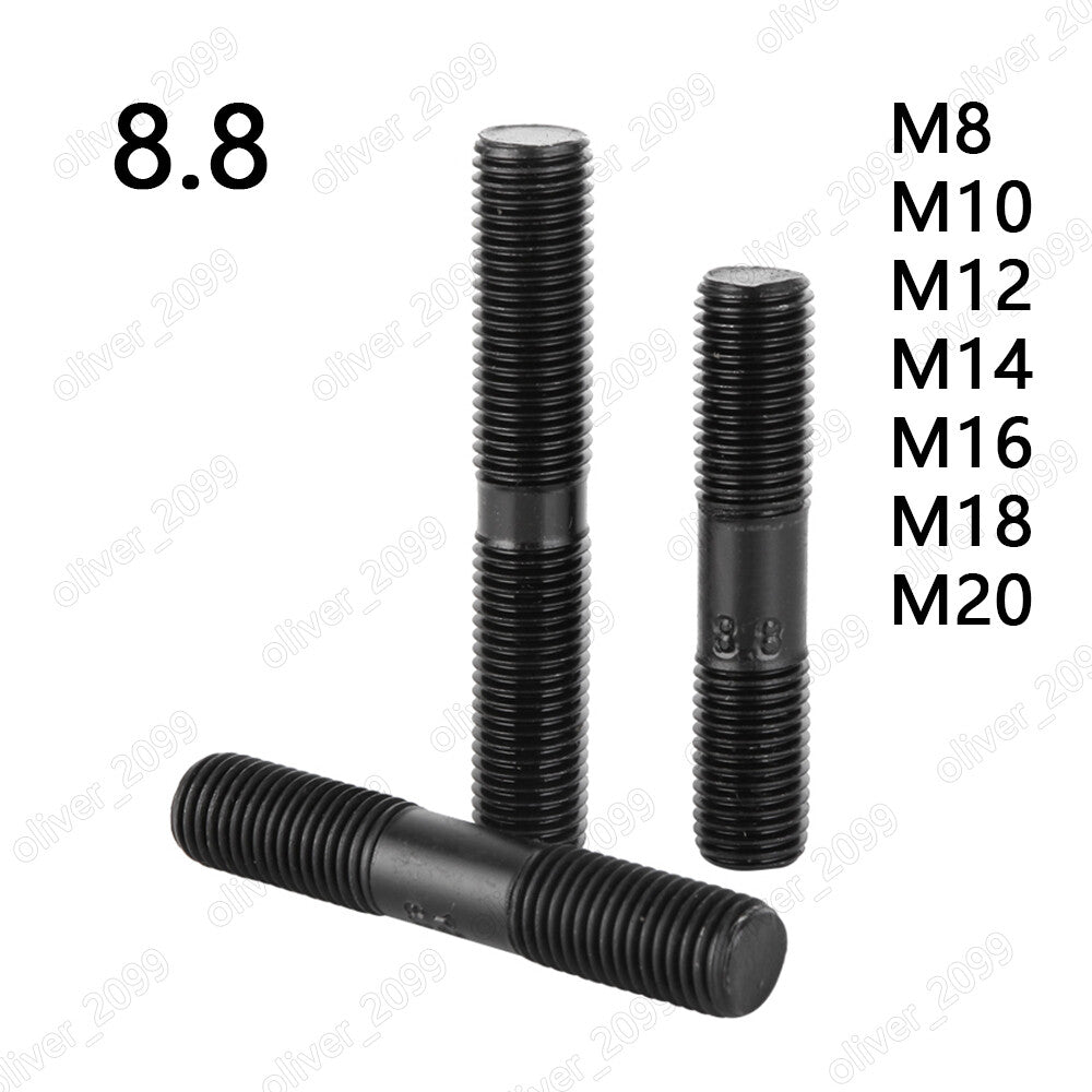 Black 8.8 Steel Double End Studs Rods Clamping Type M8 M10 M12 M14 M16 M18 M20