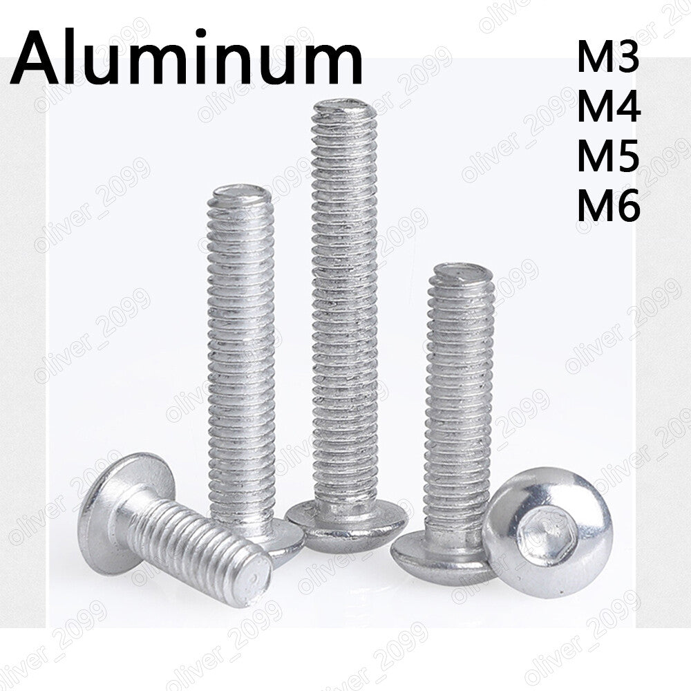 M3 M4 M5 M6 Aluminum Alloy 6061 Allen Bolt Hex Socket Button Head Screws ISO7380