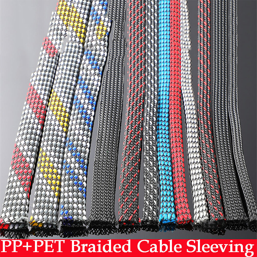 PET Braided Cable Sleeving Expandable Sheathing For Auto Audio Power Wire Harnes
