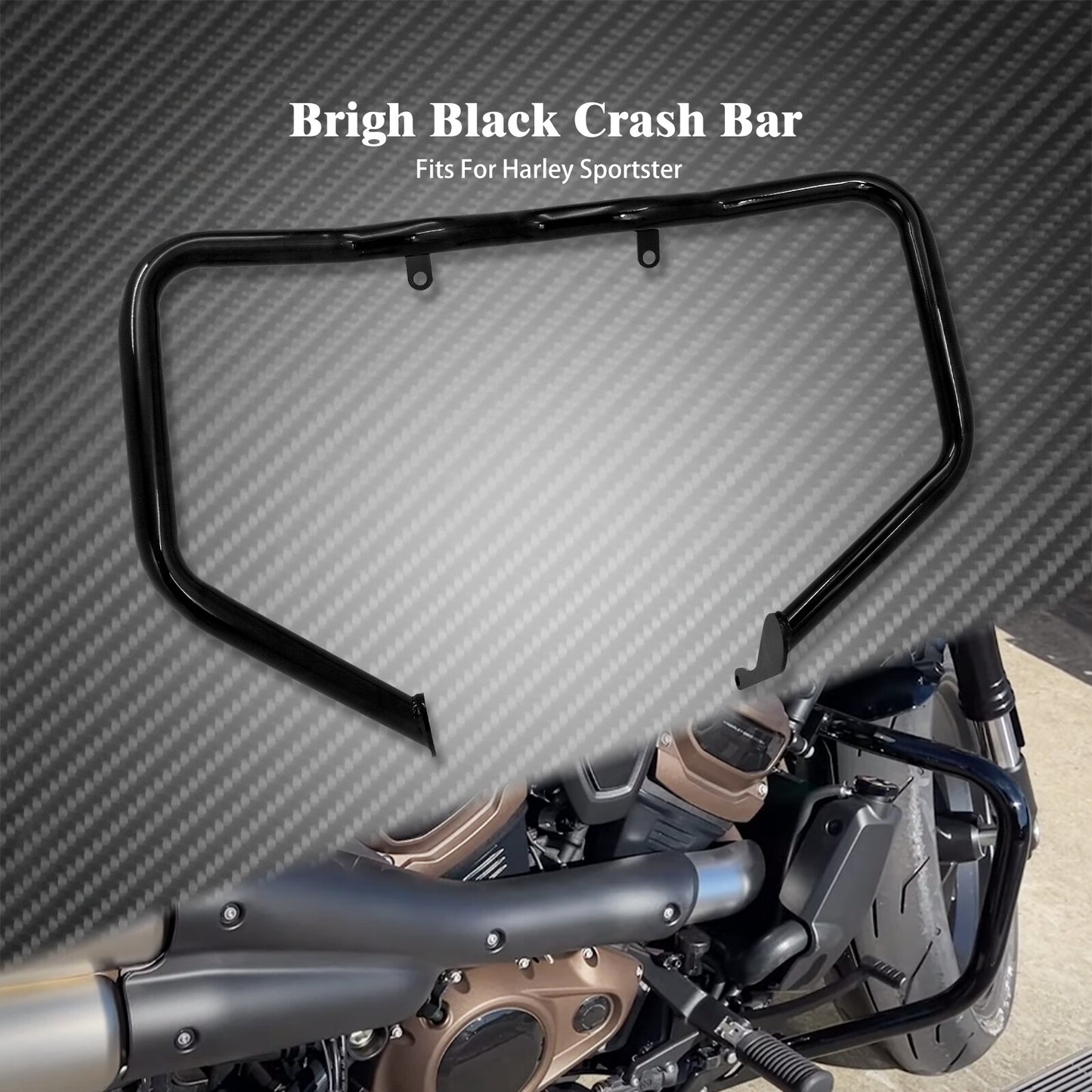 ya 27 7.20 Gloss Black Engine Guard Crash Bar Fit for Harley Sportster S RH1250S 2021 2022