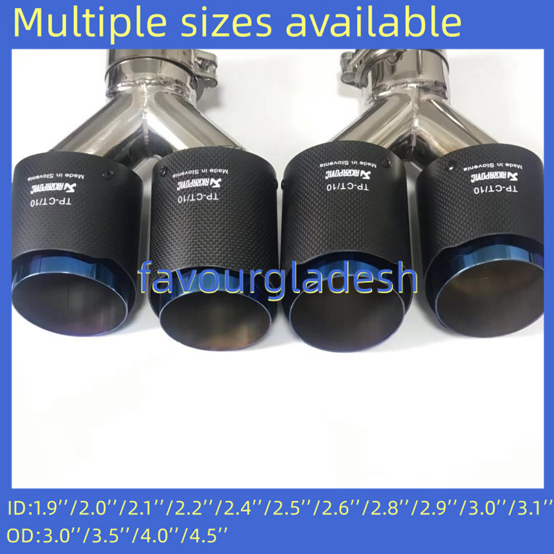 ya 4 6.17.2 2PCS Akrapovic Matte Carbon Fiber Tip Blue Dual Pipe OD:76 89 101 114mm