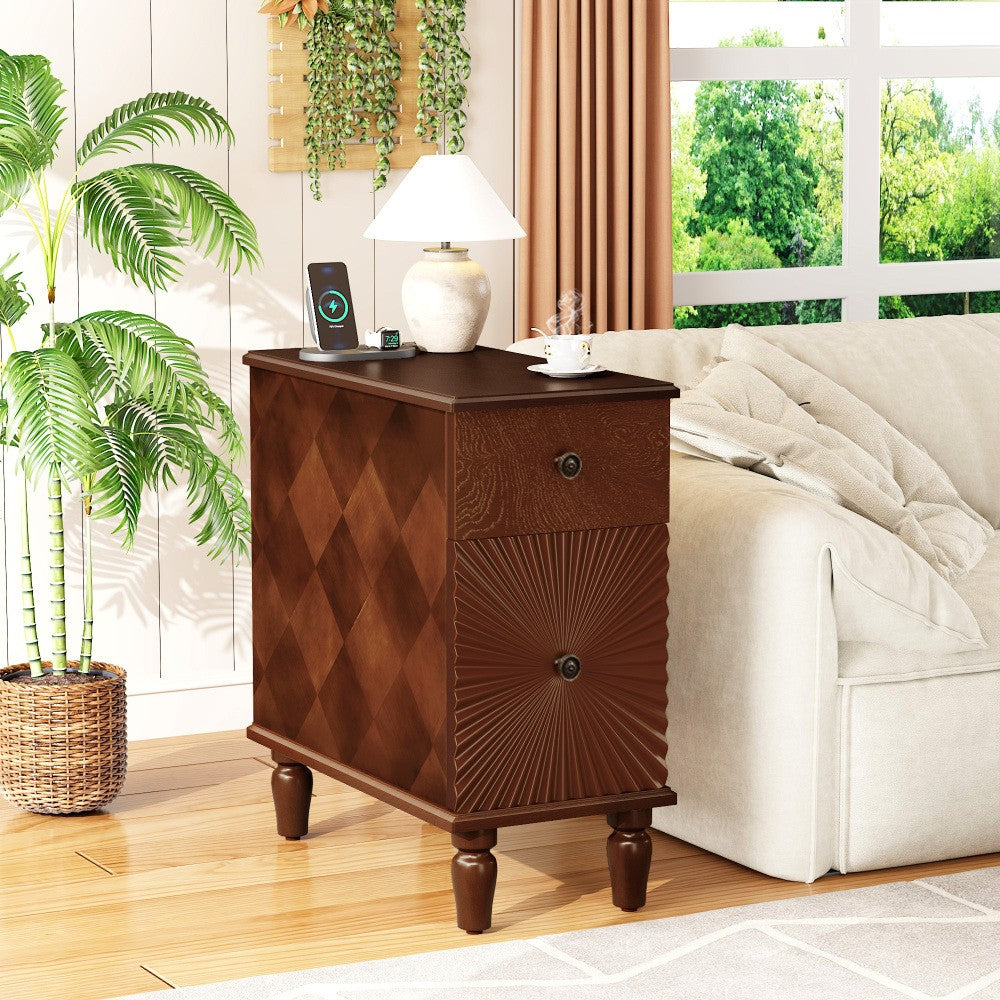 ya 28 For Living Room Modern 2 Drawer Sofa Side Table, Narrow Side Table, Nightstand