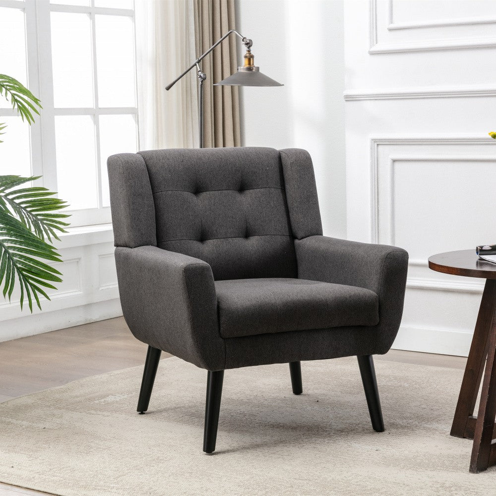 ya 28 Soft Linen Ergonomics Modern Accent Chair - Black Legs for Living Room,Gray