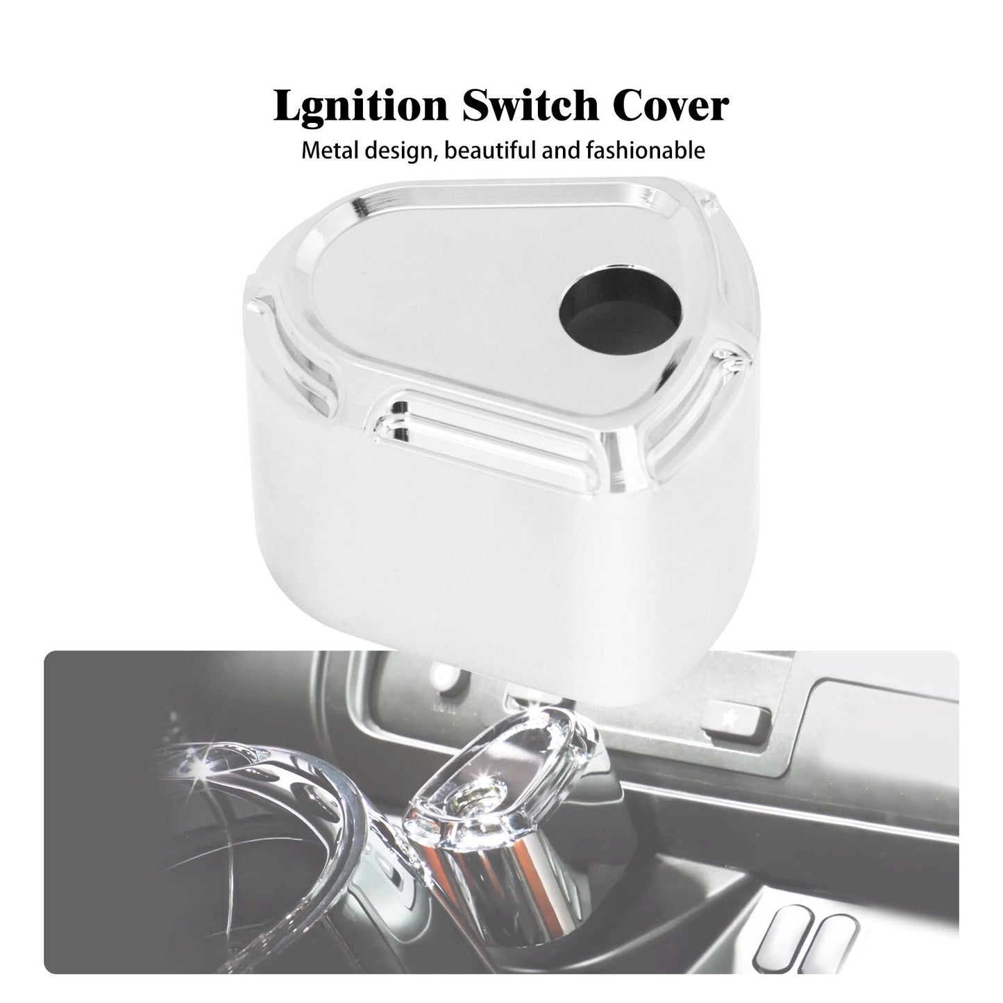 ya 1 7.4 Chrome Ignition Switch Cover Fit for Harley Electra Road Street Glide 2007-2013