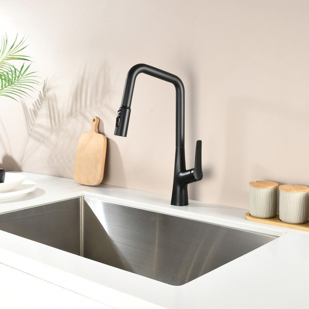 ya 28 Kitchen Faucet - 3 Function, 360 Sprayer, One Touch FastConnect Matte Black