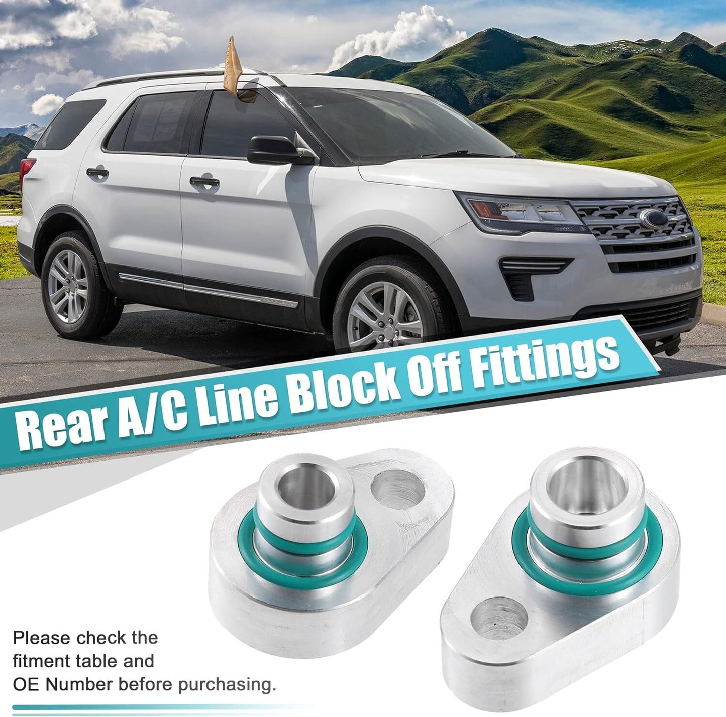 ya 12 5.22.2 2X For 2010-2018 for Ford Explorer 2007-2017 Expedition Silver Rear AC Block Off Kit