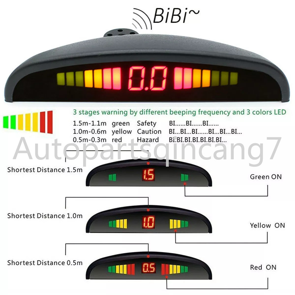 ya 4 6.21 4 Parking Sensors Car Reverse Backup Rear Buzzer Radar System Kit Sound Alarm
