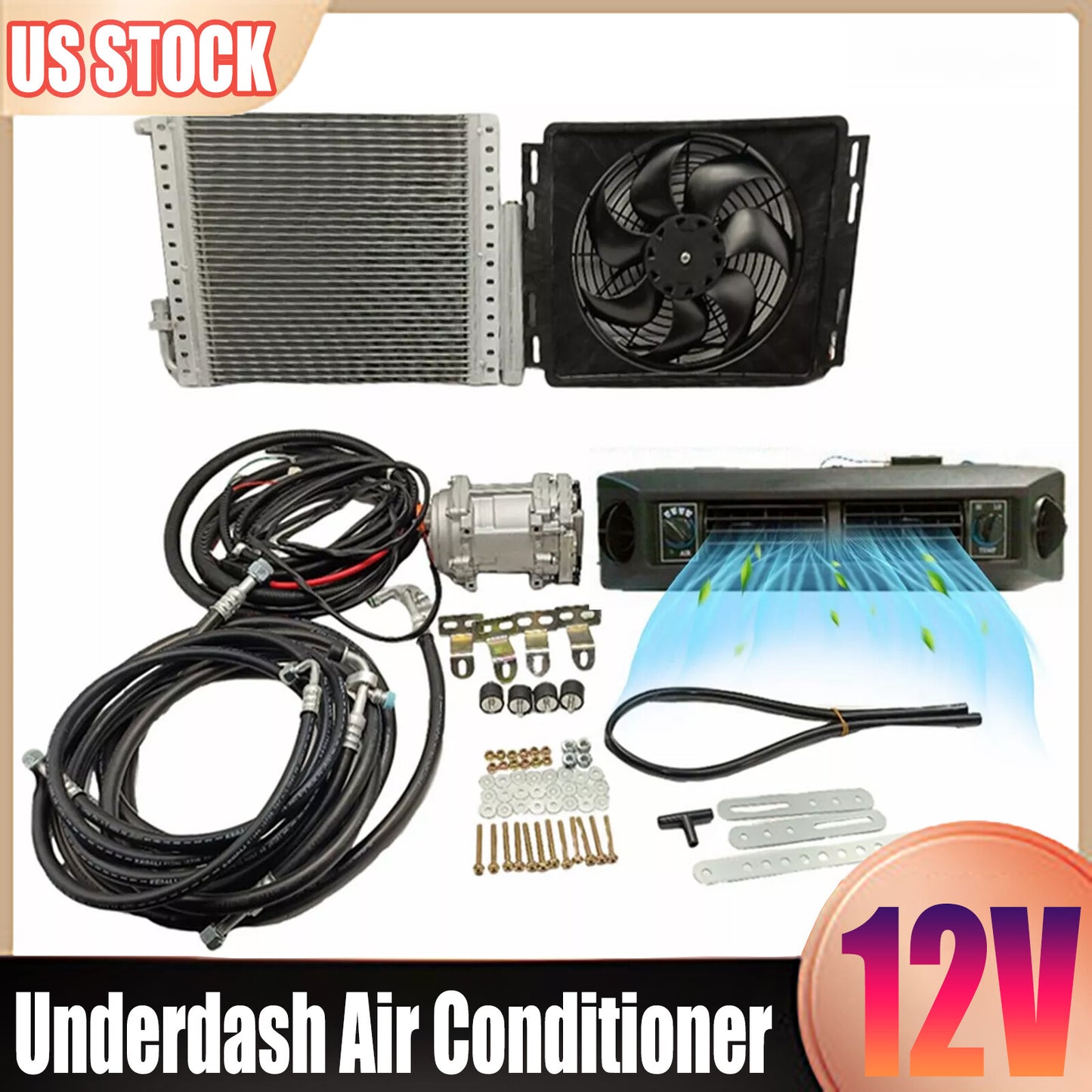 ya 7 6.11 Underdash Air Conditioning Conditioner Cooling A/C Kit 12V Universal Auto Car