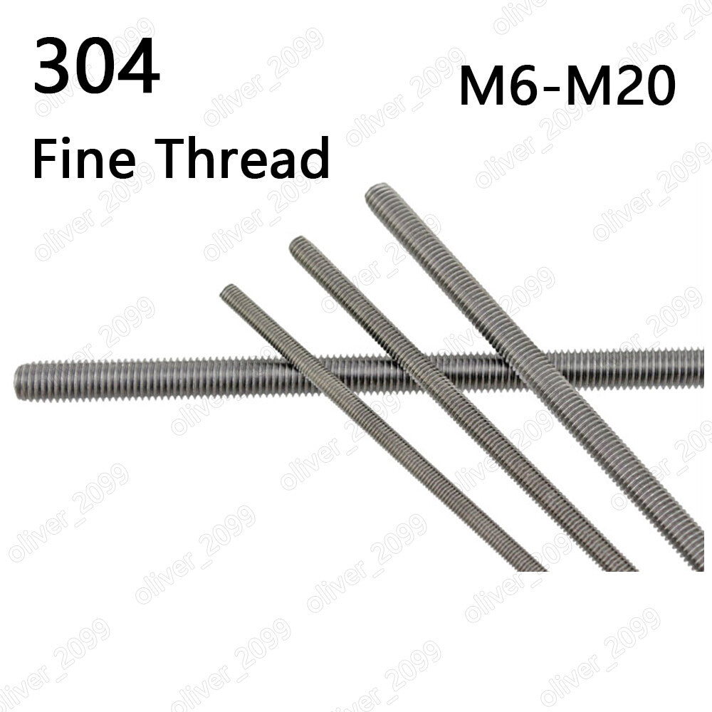 Fine Thread 304 Stainless Steel Threaded Rods Metric Thread Studs Bolts M6-M20