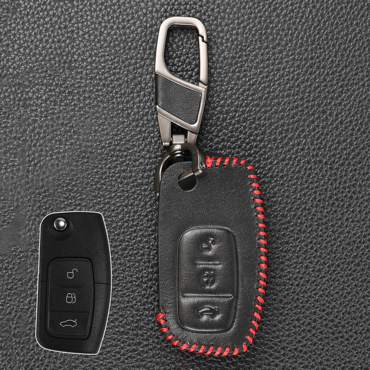 ya 5 8.7 Button Remote Key Chain Fob Case PU Leather for Ford Mondeo Focus Galaxy C Max