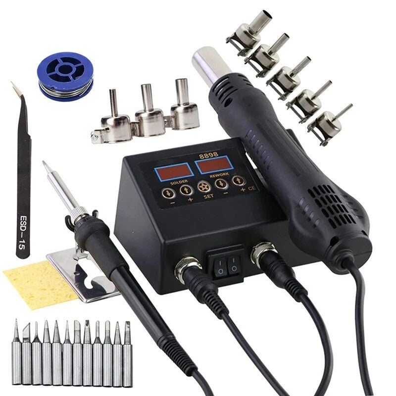 8898 Soldering Station Portable Digital Hot Air BGA Rework Solder Station Tools