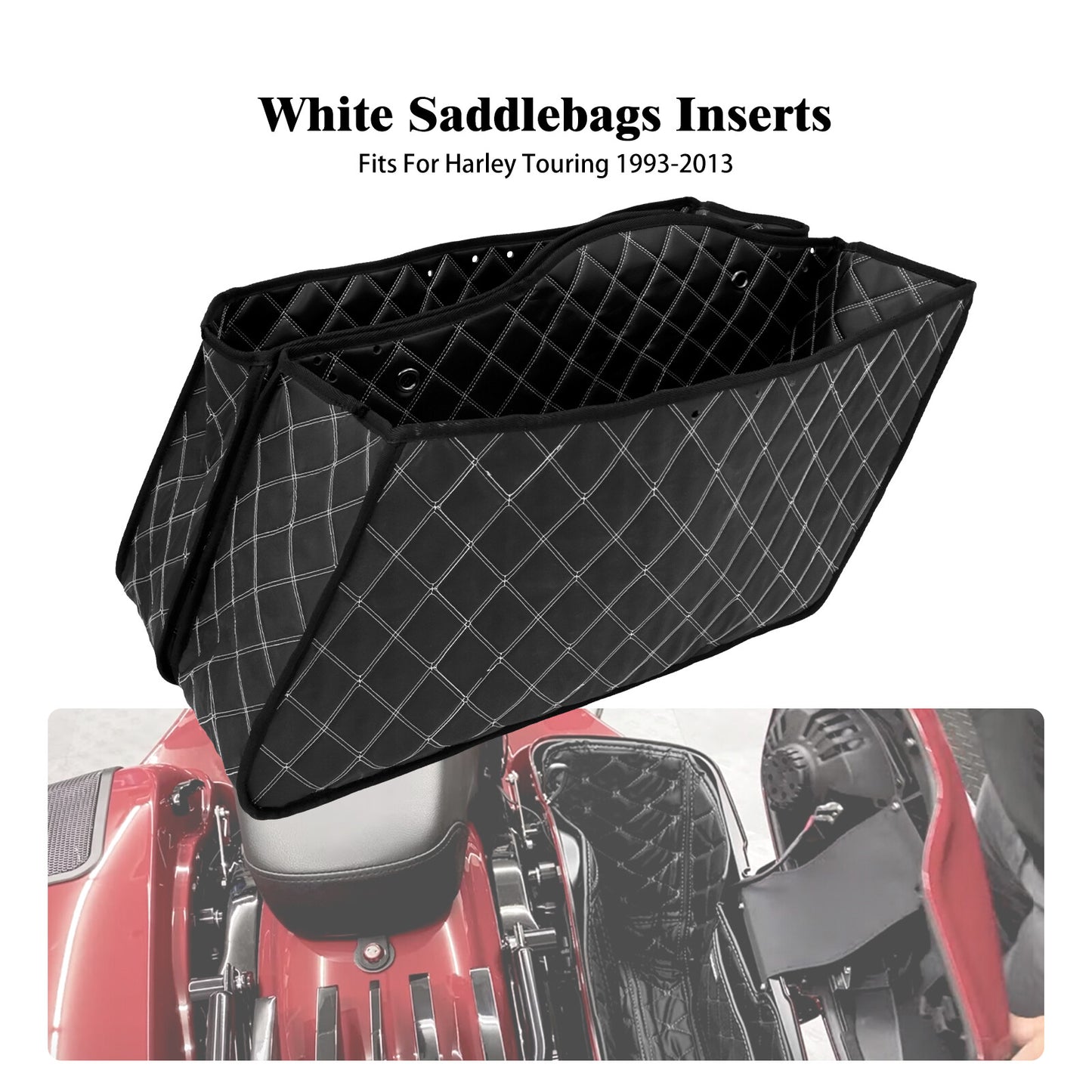 ya 11 6.5 Saddlebag White Liners Stretched Bag Inserts for Harley Road Street Glide 93-13