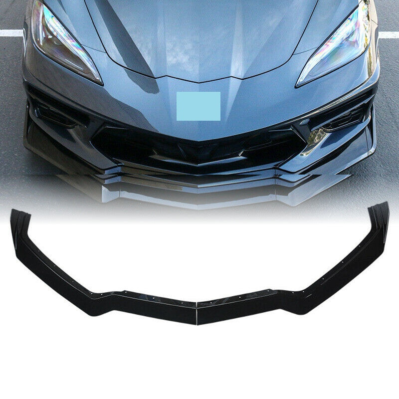 ya 4 6.17 5PCS Gloss Black Front Bumper Lip Spoiler For 20-23 for Corvette C8 5VM Style