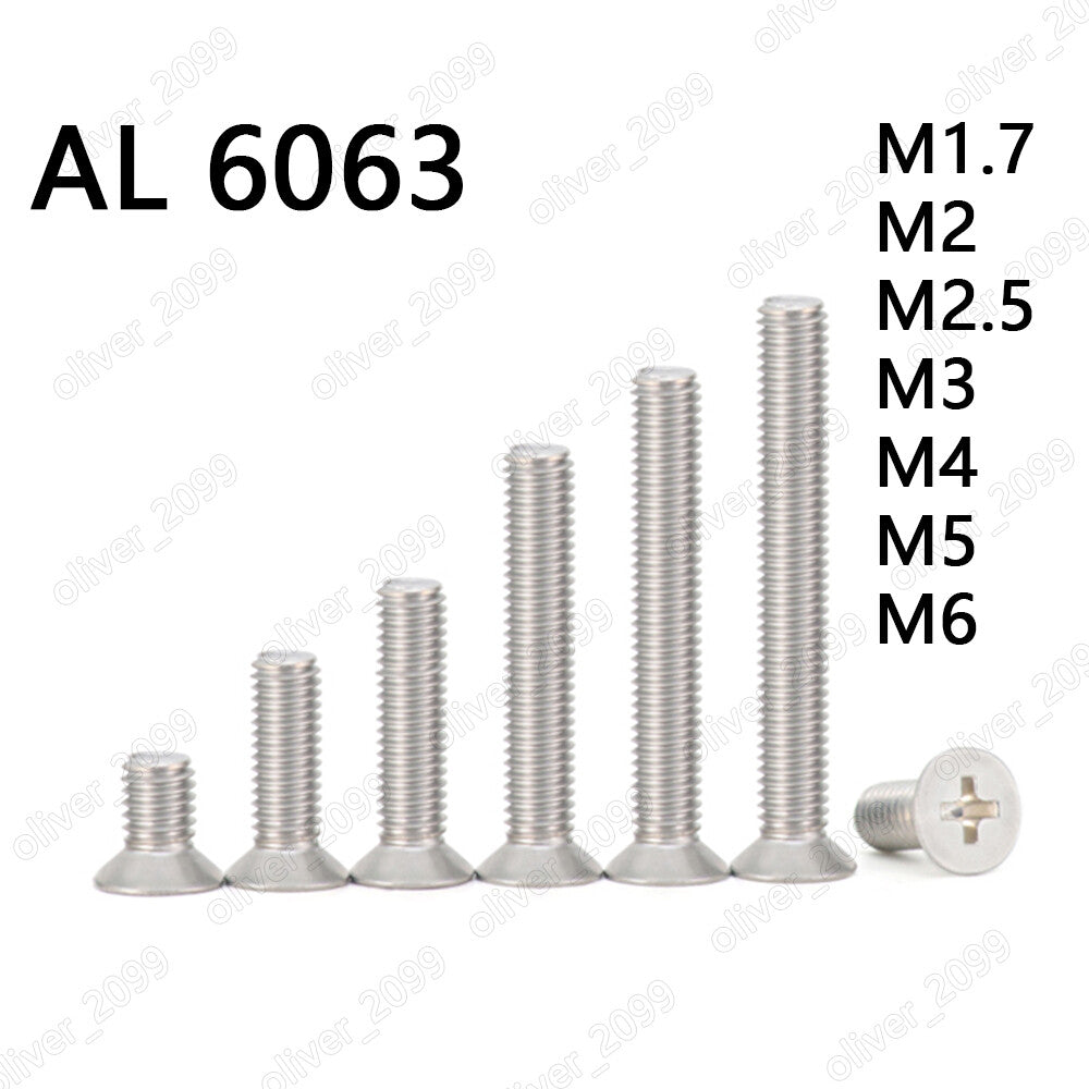 Aluminum 6063 Phillips Cross Countersunk Flat Head Screws M1.7 M2 M3 M4 M5 M6