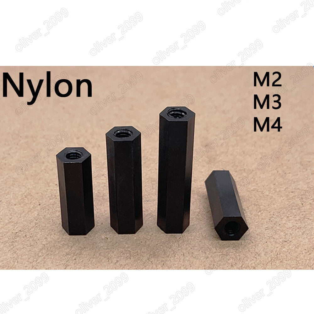 M2 M3 M4 Female-Female Black Nylon Hex Column Standoff Support Spacer Pillar