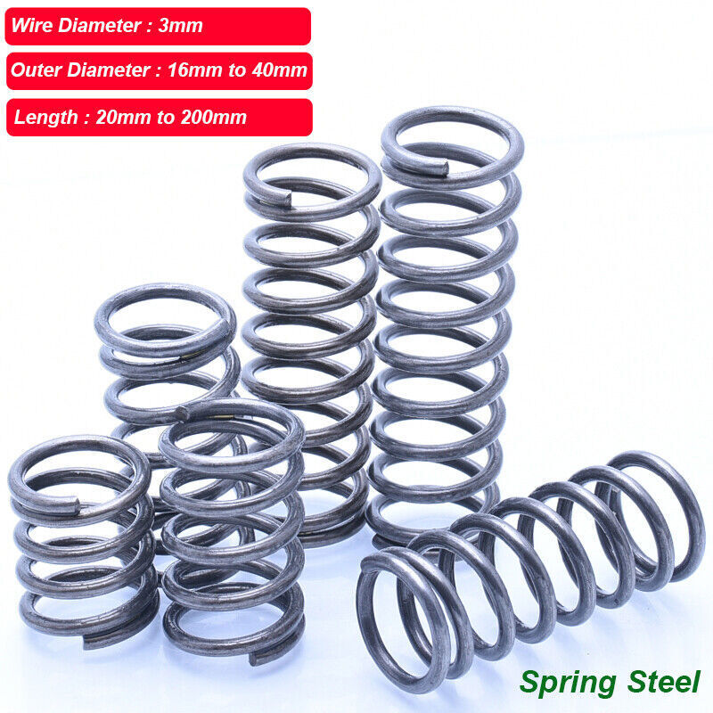 High-Pressure Black Steel Compression Springs, 3mm Wire Diameter - Ideal for DIY