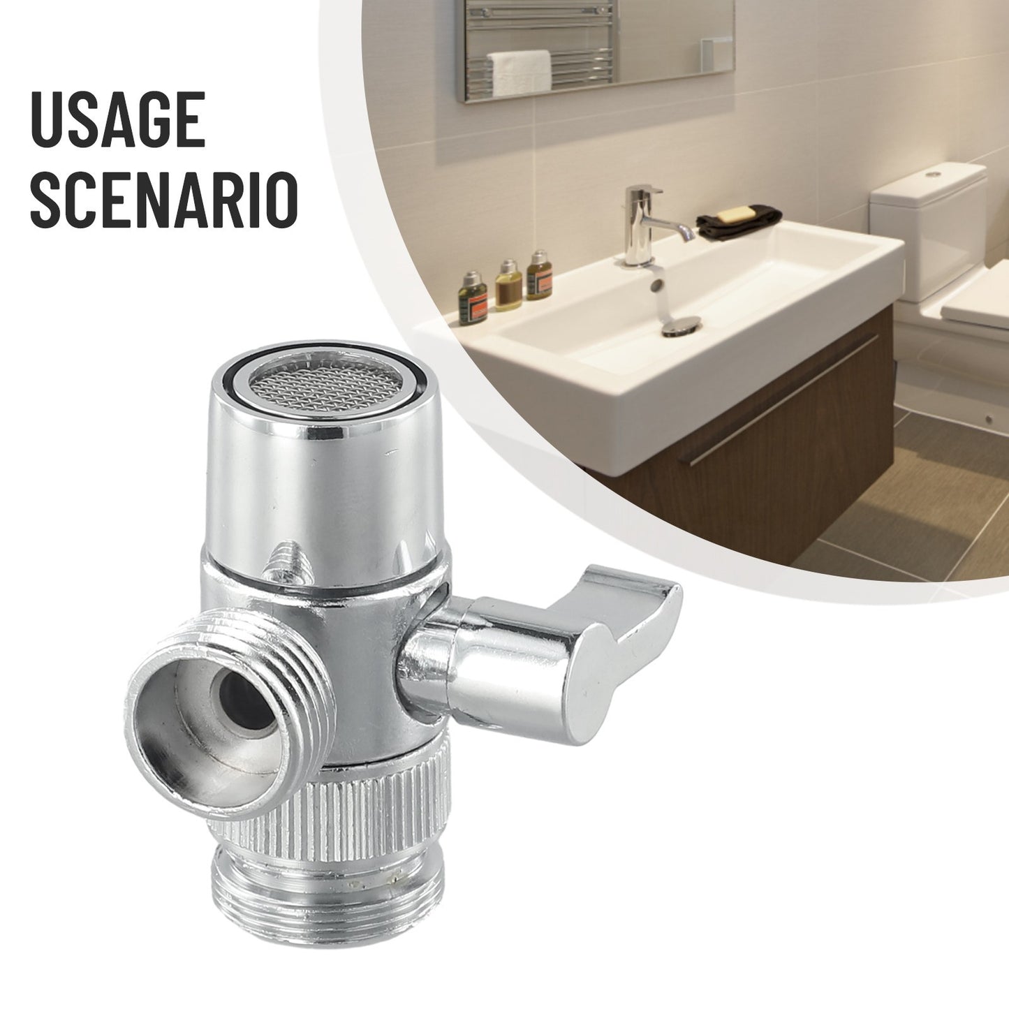 ya 14 3-way Diverter Valve Water Tap Connector Faucet Adapter Kitchen-Sink Splitter