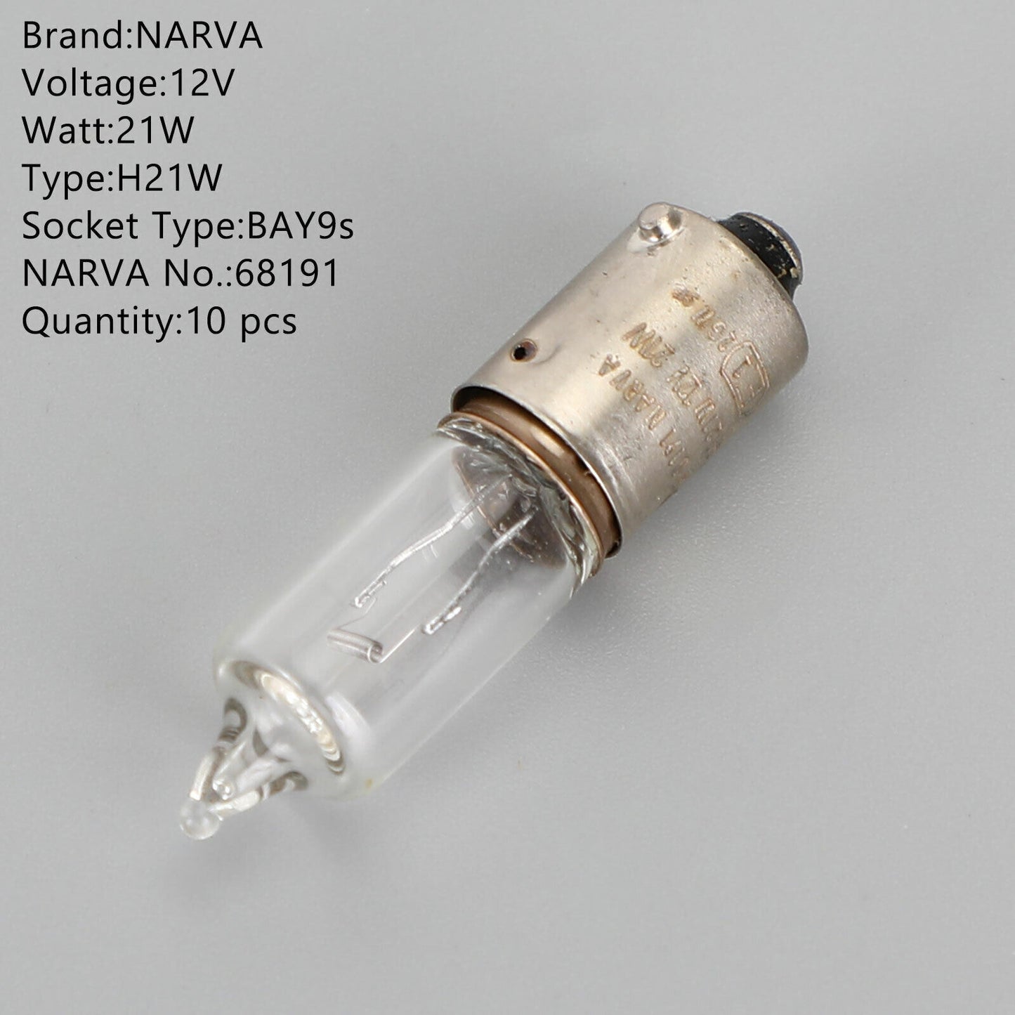 ya 1 8.12 baidi 10x For NARVA 68191 Car Auxiliary Bulbs H21W 12V21W BAY9s
